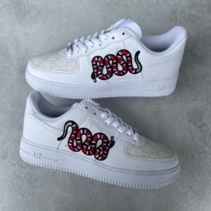 Custom AIR FORCE 1 - Double G white snake