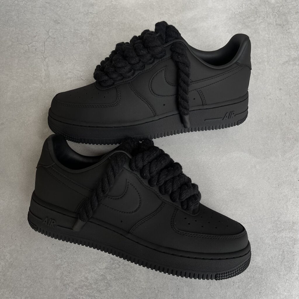 Custom AIR FORCE 1 black - Mattest (with rope laces) - TA Customs