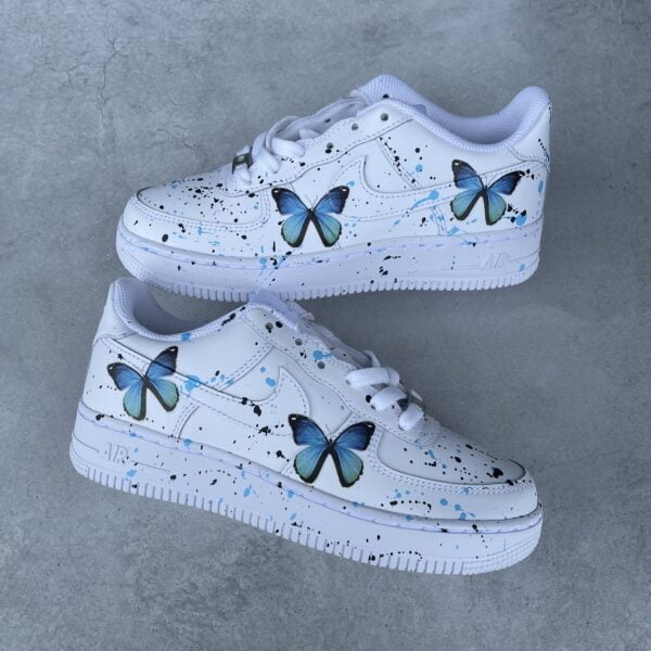 Custom AIR FORCE 1  - Butterfly splash (blue/black)